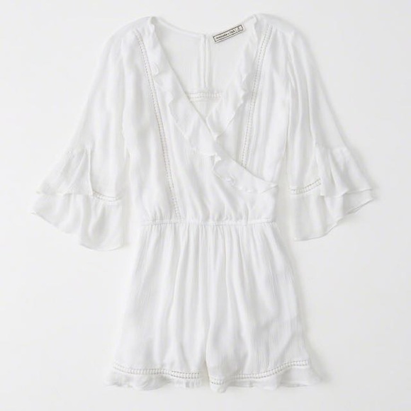 Abercrombie & Fitch Ruffle Romper in White - Picture 1 of 6